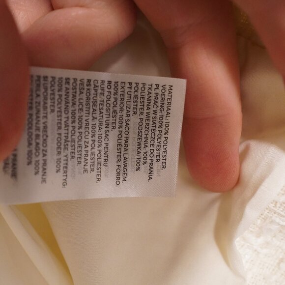 Cream Textured Bouclé Cropped Lady Jacket XXL White Sparkle Button Front - Picture 5 of 5